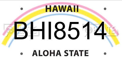 BHI8514 Hawaii License Plate