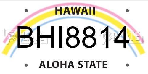 BHI8814 Hawaii License Plate