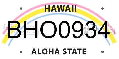 BHO0934 Hawaii License Plate