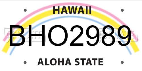 BHO2989 Hawaii License Plate