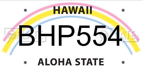 BHP554 Hawaii License Plate