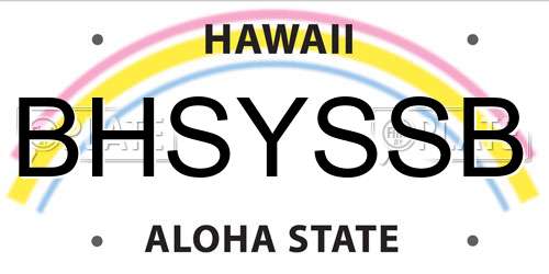 BHSYSSB Hawaii License Plate