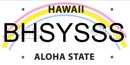 BHSYSSS Hawaii License Plate
