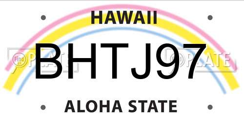 BHTJ97 Hawaii License Plate