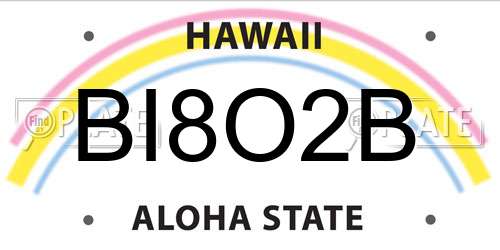 BI8O2B Hawaii License Plate