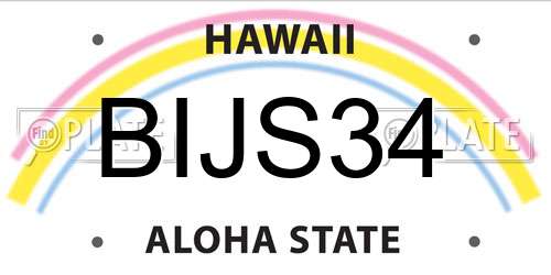 BIJS34 Hawaii License Plate