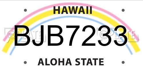 BJB7233 Hawaii License Plate