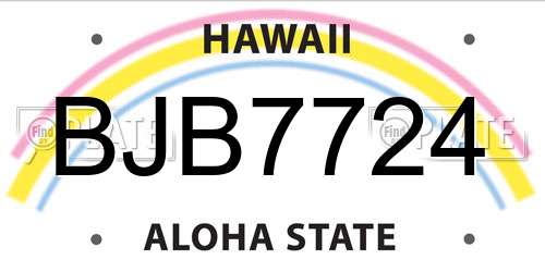 BJB7724 Hawaii License Plate