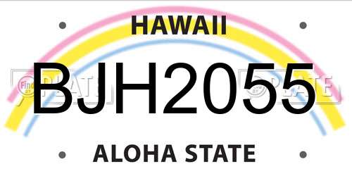 BJH2055 Hawaii License Plate
