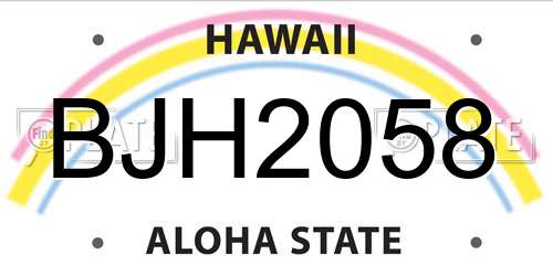 BJH2058 Hawaii License Plate