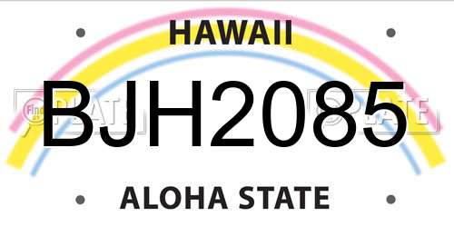 BJH2085 Hawaii License Plate