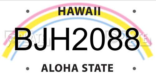 BJH2088 Hawaii License Plate