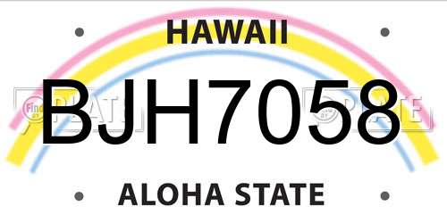 BJH7058 Hawaii License Plate