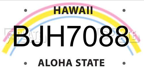 BJH7088 Hawaii License Plate