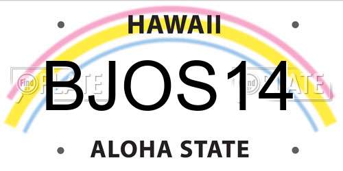 BJOS14 Hawaii License Plate