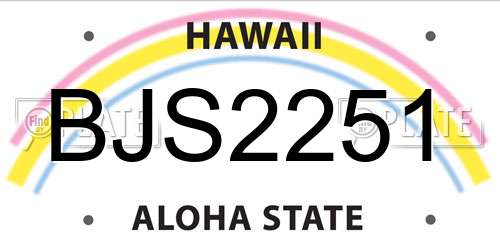 BJS2251 Hawaii License Plate