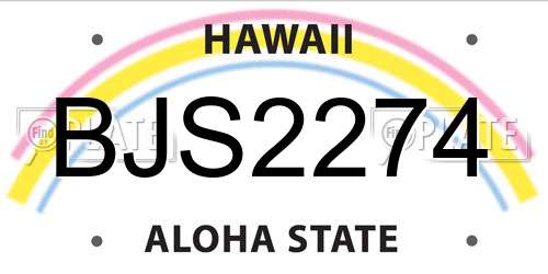 BJS2274 Hawaii License Plate