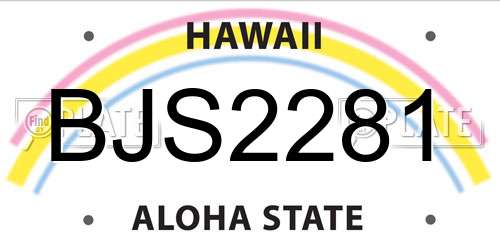 BJS2281 Hawaii License Plate