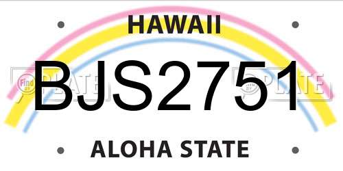 BJS2751 Hawaii License Plate