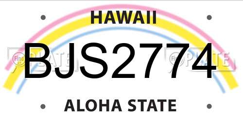 BJS2774 Hawaii License Plate