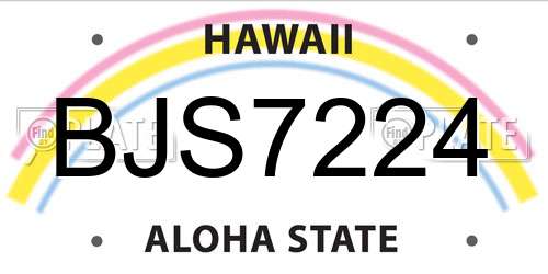 BJS7224 Hawaii License Plate