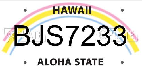 BJS7233 Hawaii License Plate