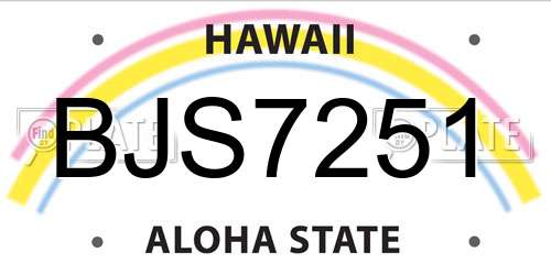 BJS7251 Hawaii License Plate