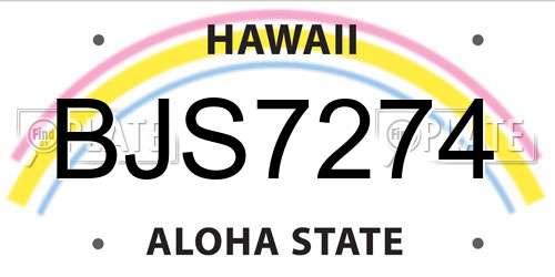BJS7274 Hawaii License Plate