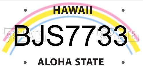 BJS7733 Hawaii License Plate