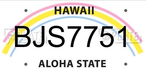 BJS7751 Hawaii License Plate