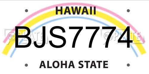 BJS7774 Hawaii License Plate
