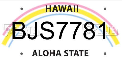 BJS7781 Hawaii License Plate