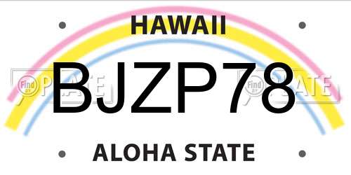 BJZP78 Hawaii License Plate