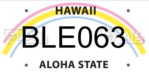 BLE063 Hawaii License Plate