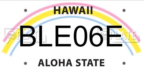 BLE06E Hawaii License Plate
