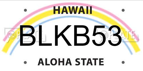 BLKB53 Hawaii License Plate