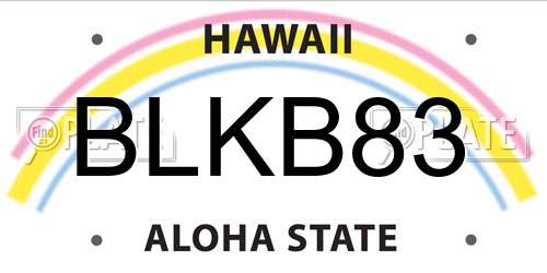 BLKB83 Hawaii License Plate