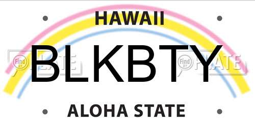 BLKBTY Hawaii License Plate