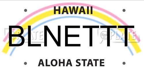 BLNETTT Hawaii License Plate