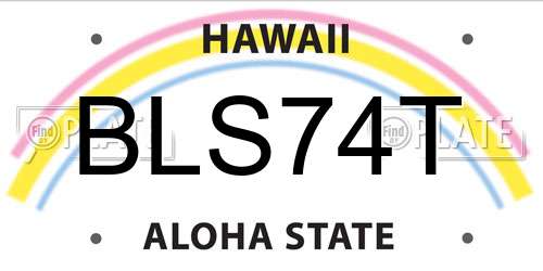 BLS74T Hawaii License Plate