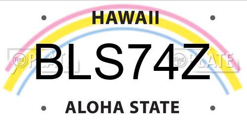 BLS74Z Hawaii License Plate