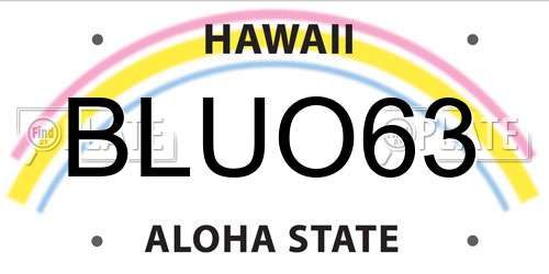 BLUO63 Hawaii License Plate