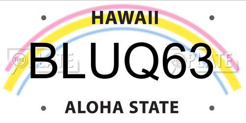 BLUQ63 Hawaii License Plate