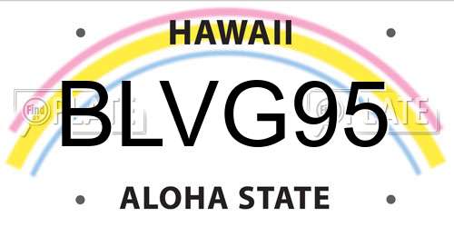 BLVG95 Hawaii License Plate