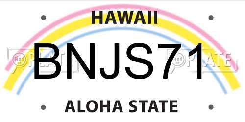 BNJS71 Hawaii License Plate