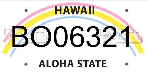 BO06321 Hawaii License Plate