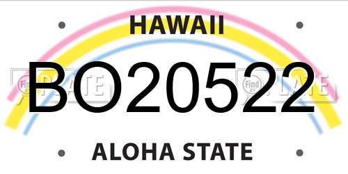 BO20522 Hawaii License Plate