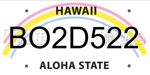 BO2D522 Hawaii License Plate