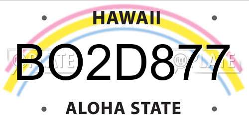 BO2D877 Hawaii License Plate