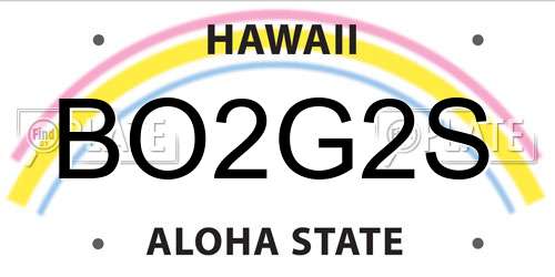 BO2G2S Hawaii License Plate